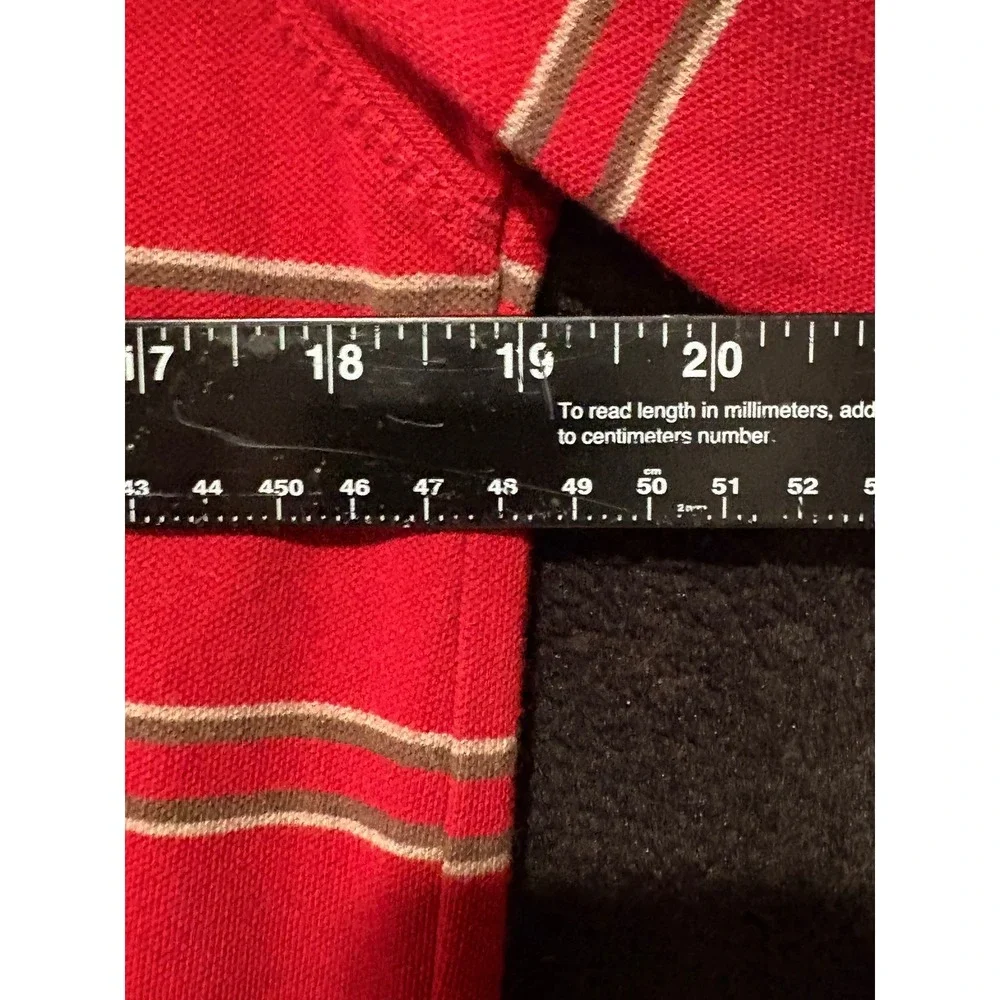 Banana Republic Striped Polo Shirt Long Sleeve Casual Red‎ Elephant Logo M